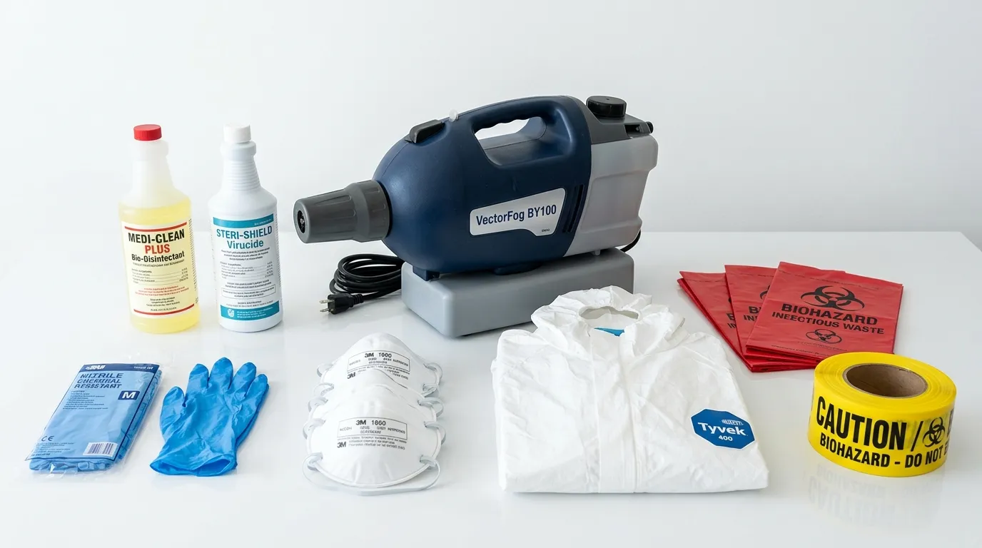 Professional biohazard remediation crew working in Cortland